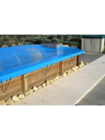Exemple d'une bâche wood d'hiver installée sur une piscine hors-sol bois