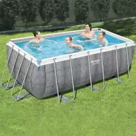 Piscine tubulaire - BESTWAY - 4,12m x 2,01m x 1,22m filtre cartouche imitation tressée