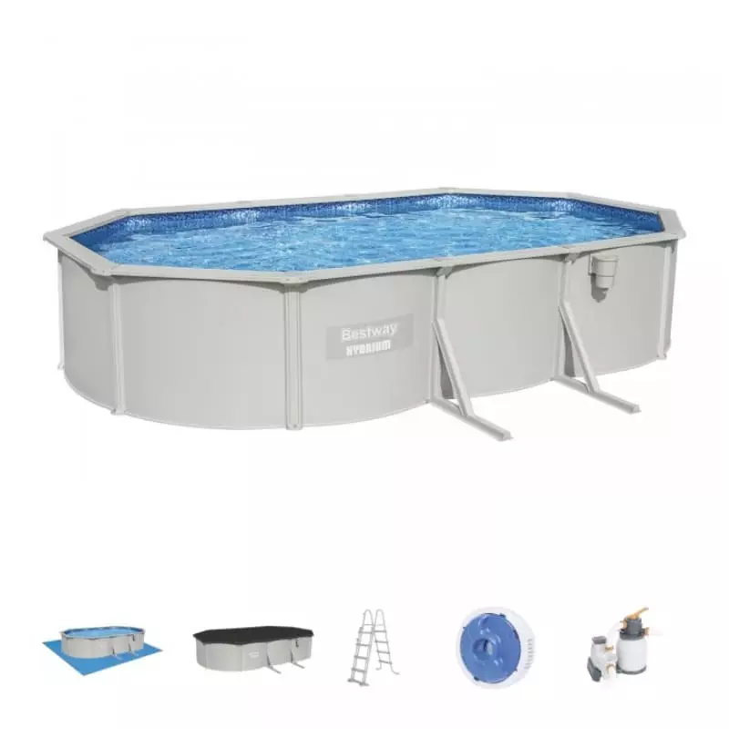 Piscine hors sol Bestway ovale en acier + filtre à sable 5 X 3.60 X 1.20