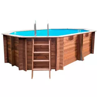 Piscine bois ovale - 436 x 336 x 117 cm