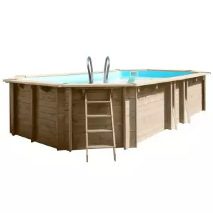 Piscine bois ovale - 620 x 395 x 136 cm