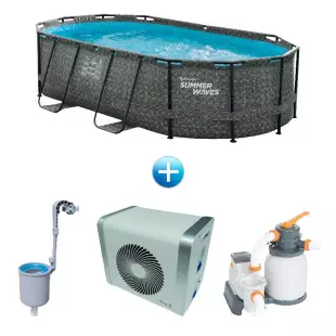 Pack piscine Dark tubulaire ovale - 4,24 x 2,50 x 1 m