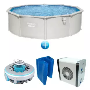 Pack piscine ronde grise - 4,60 x 1,20 m