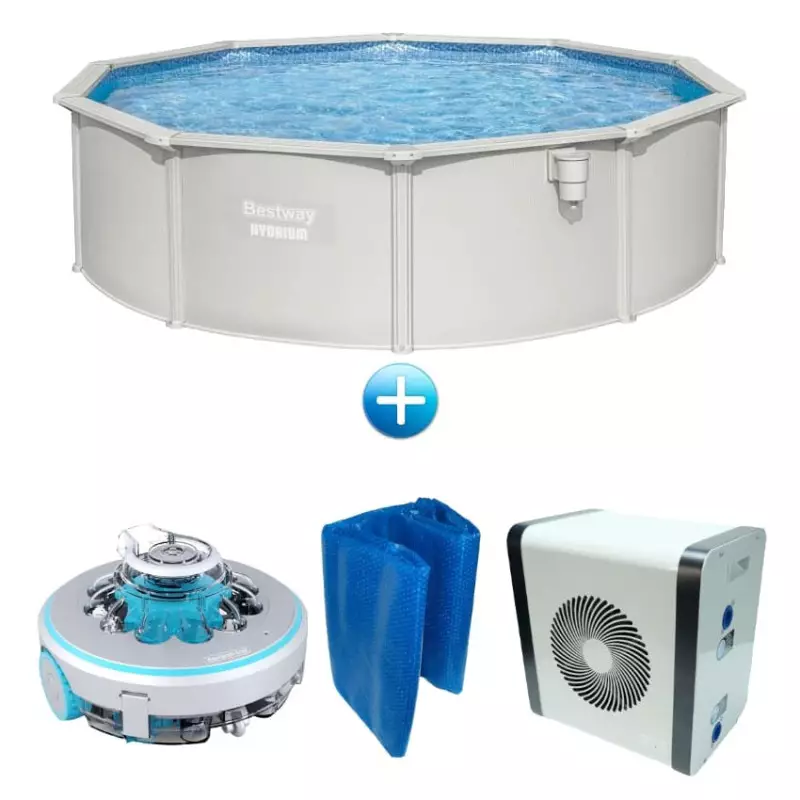 Pack piscine ronde grise - 4,60 x 1,20 m