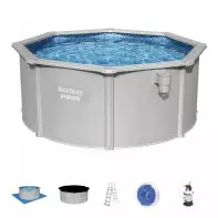 Piscine hors sol - BESTWAY - acier ronde blanche 3.00 x 1.20m - Filtration à sable