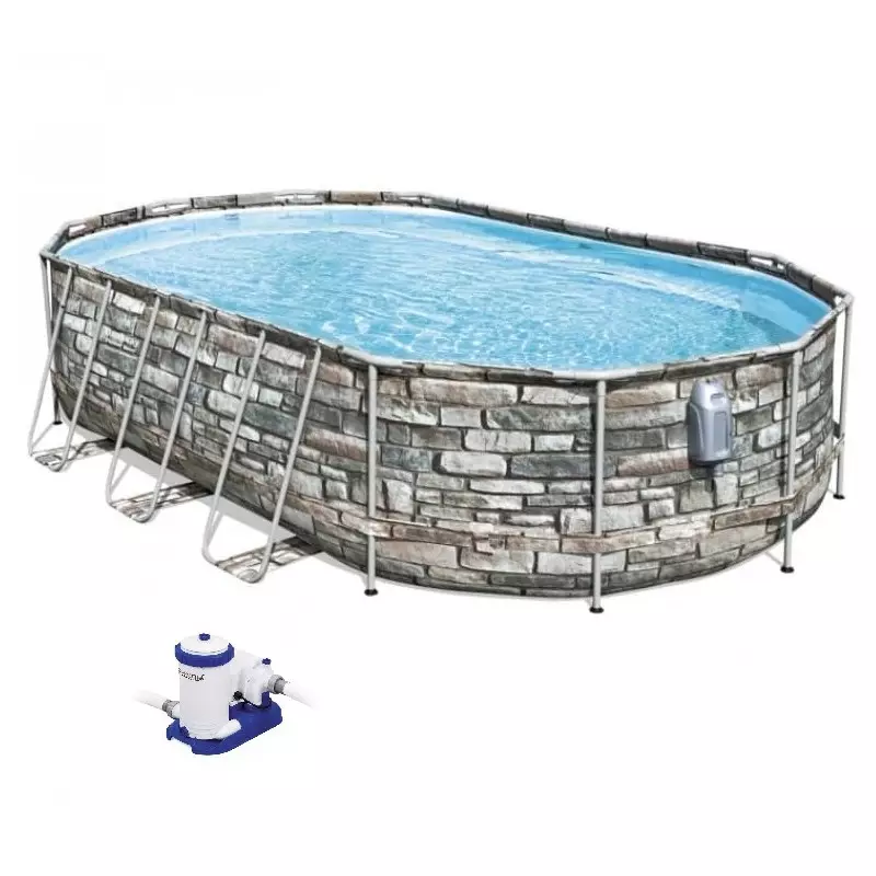 Piscine BESTWAY Power Steel™ Comfort Jet™ -  6,10m x 3,66m x 1,22m filtre à cartouche