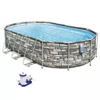 Piscine BESTWAY Power Steel™ Comfort Jet™ -  6,10m x 3,66m x 1,22m filtre à cartouche