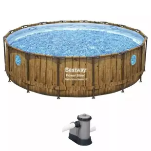 Piscine tubulaire Bestway - Ronde - Bois - Filtre à cartouche