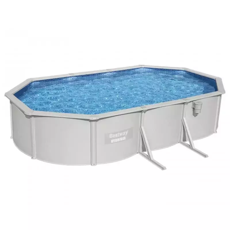 Piscine hors sol - BESTWAY - acier ovale blanche 6,10 x 3,60 x 1,20 m - filtre à sable