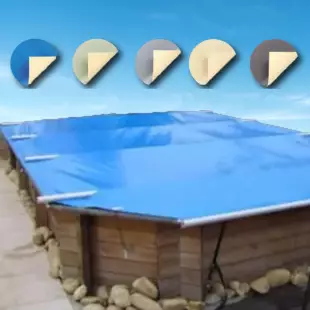 Bâche de couverture piscine en pvc avec œillets 650 gr avec prédisposition  boudins d'eau