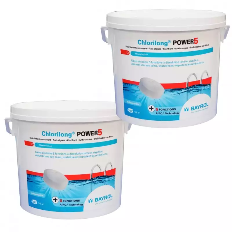 Galet chlore Bayrol 5 fonctions pour piscine - 5 kg - Chlorilong® POWER 5 Galet chlore Bayrol 5 fonctions pour piscine - 5 kg - Chlorilong® POWER 5