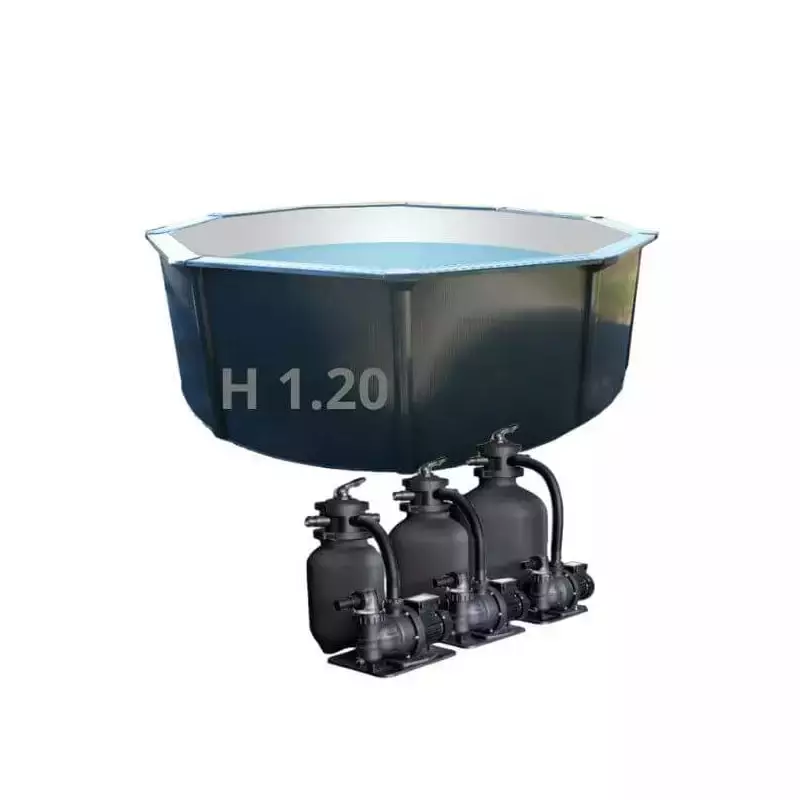 Piscine ronde hors sol en acier gris anthracite Ø 3,00 × H 1,20 m — Kit complet avec filtration sable