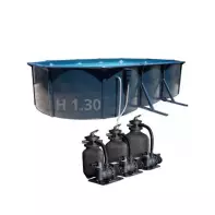 Piscine ovale hors sol O'pool - Filtration sable - 6,10 x 3,60 x 1,30m