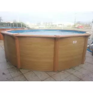 Kit piscine hors sol aspect bois ronde