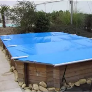 Bâche de couverture piscine en pvc avec œillets 650 gr avec prédisposition  boudins d'eau