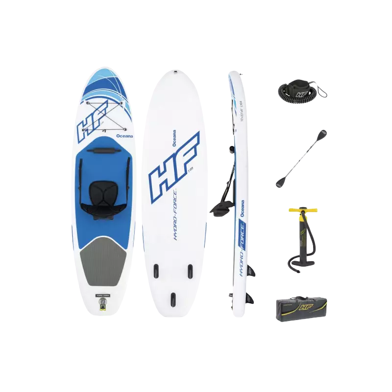 Paddle SUP Oceana 305 x 84 x 12 cm transformable en kayak avec siège, cale-pieds, rame et pompe