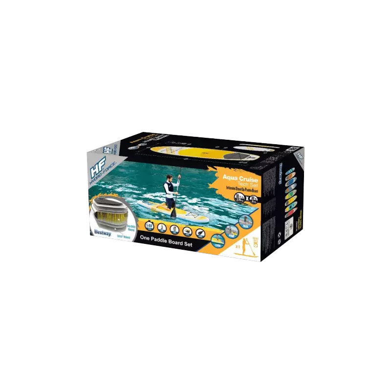 Paddle SUP gonflable Aqua Cruise Tech Set Hydro Force™ 320 x 76 x 15 cm, pompe, sac à dos, leash, pagaie