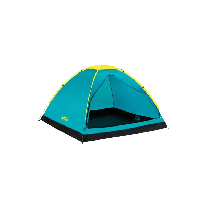 Tente de camping 3 personnes - portes zippées, poche rangement, sac  transport inclus - dim. 210L x 210l x 119H cm - fibre verre polyester tissu  Oxford gris vert