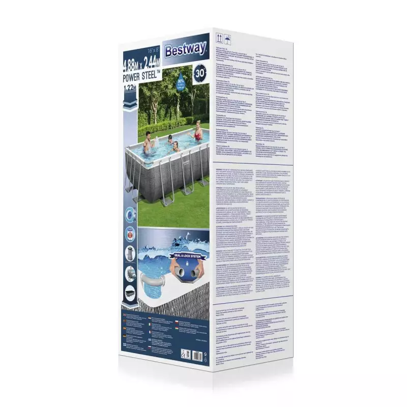 Piscine BESTWAY power style rectangulaire - 4,88m x 2,44m x 1,22m filtre à cartouche