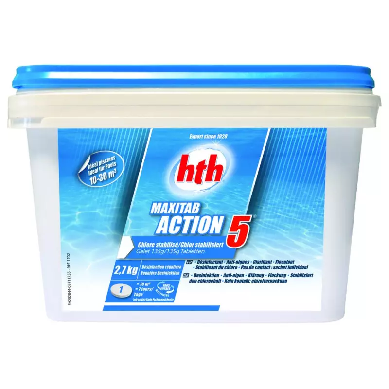 HTH - Maxitab action 5 / Chlore stabilisé - 2,7 kgs -