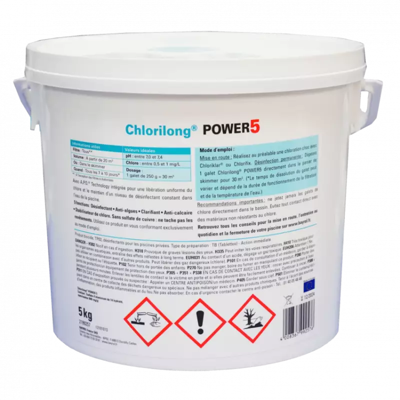 Galet chlore Bayrol 5 fonctions pour piscine - 5 kg - Chlorilong® POWER 5