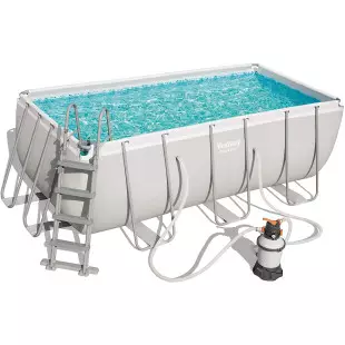 BESTWAY Piscine hors sol tubulaire. rectangulaire grise 4x2 avec pompe de  filtration et armature en acier pas cher 