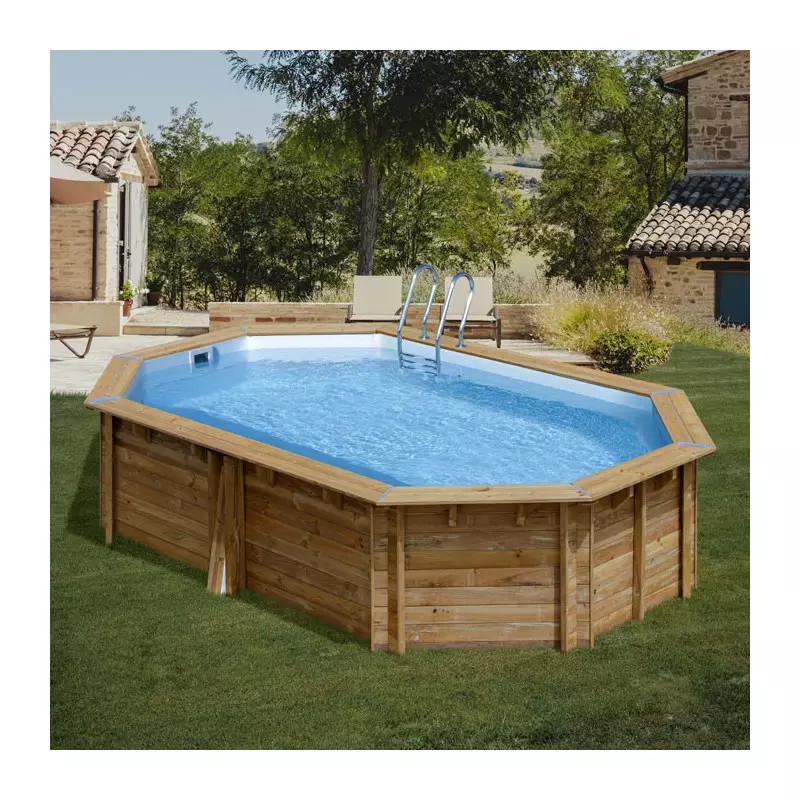 Piscine bois ovale -  535 x 335 x 117 cm