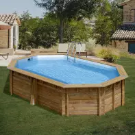 Piscine bois ovale -  535 x 335 x 117 cm