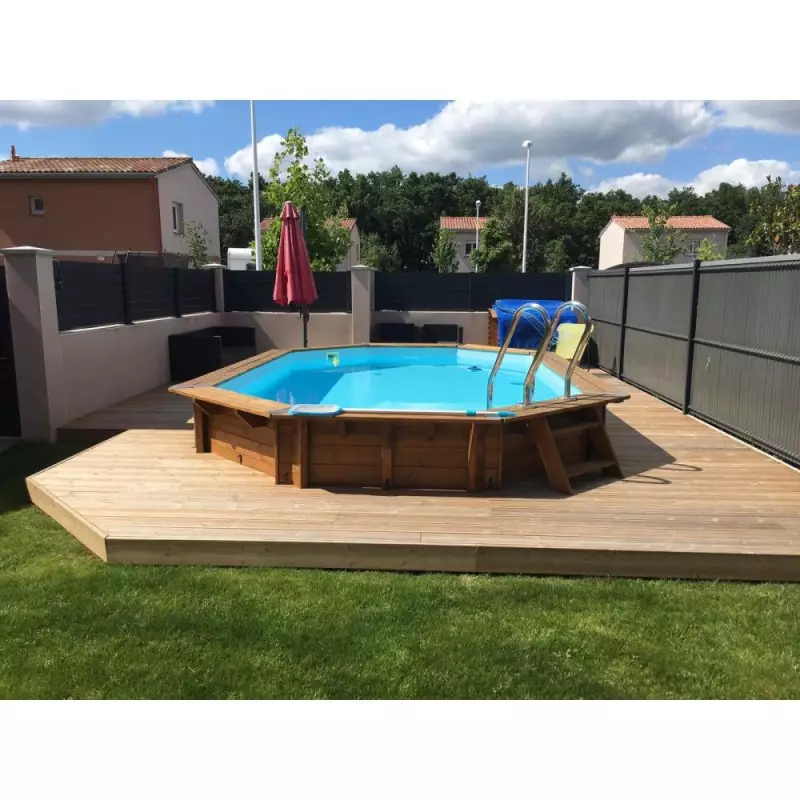 Piscine bois ovale -  535 x 335 x 117 cm