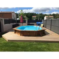 Piscine bois ovale -  535 x 335 x 117 cm