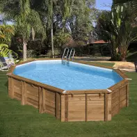 Piscine bois ovale - 620 x 395 x 136 cm