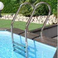 Échelle pour piscine bois ovale - 620 x 395 x 136 cm