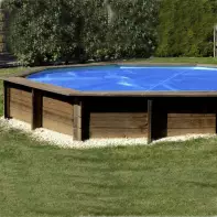 Bâche été à bulle pour piscine bois ovale - 620 x 395 x 136 cm