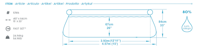 Schéma de la piscine autoportée Bestway 4,57 m x 84 cm