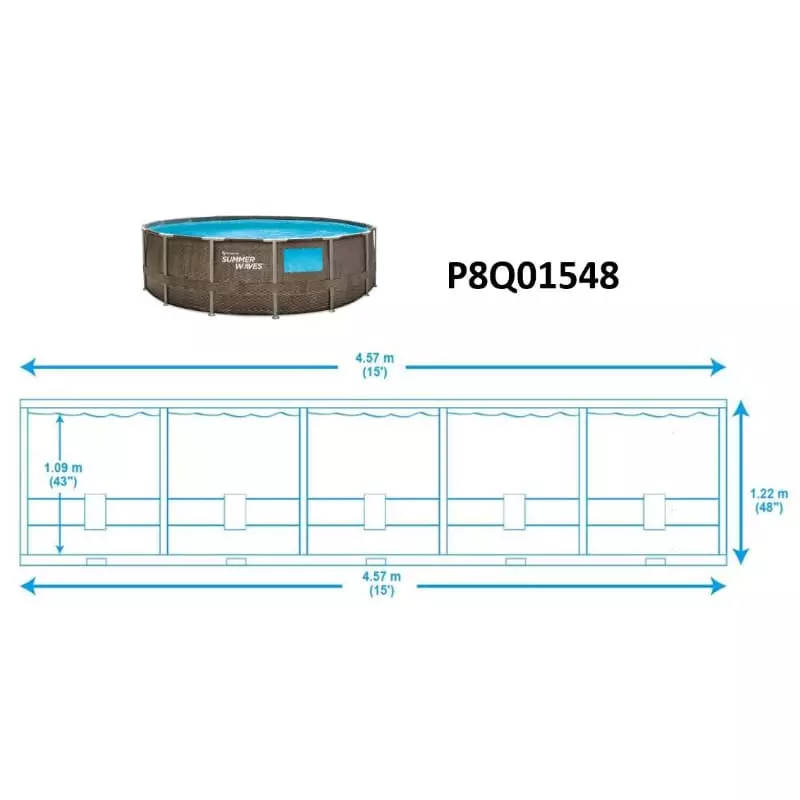 Schéma dimensions piscine elite crystal ronde