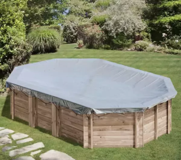 Bâche de couverture piscine en pvc avec œillets 650 gr avec prédisposition  boudins d'eau