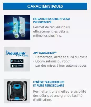 Robot piscine électrique CNX 30 iQ Zodiac pour piscine jusqu'à 12x6 m,  nettoyage fond, parois et ligne d'eau. Contrôle via app. Inclus câble 18m