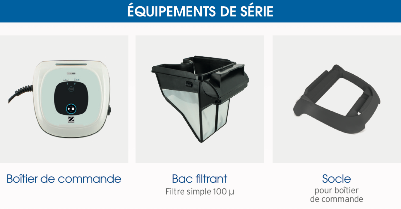 Photo des équipements fournis du robot Zodiac CNX 20