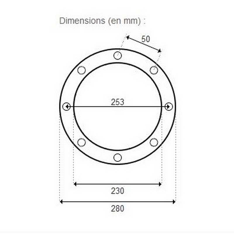 dimensions de la bride de projecteur