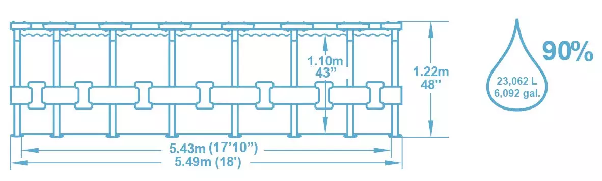 Schéma piscine tubulaire ronde Bestway