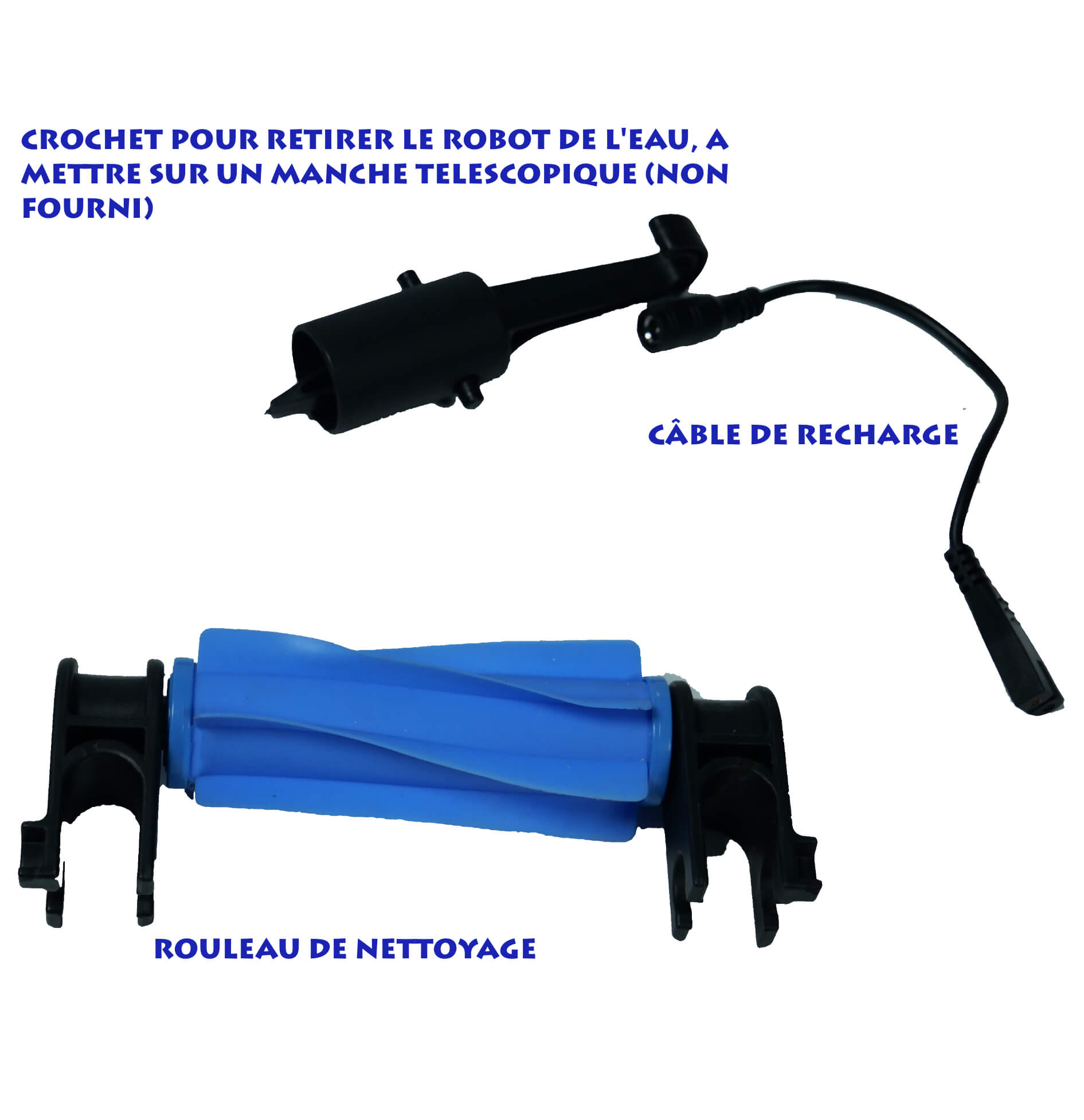 Accessoires inclus avec le robot de piscine sans fil avec rouleau kokido delta rx100